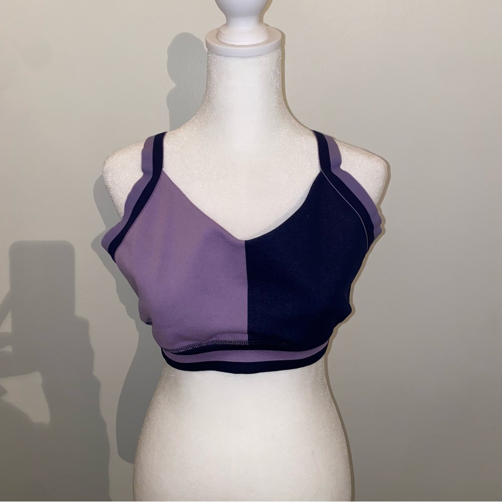 Fabletics Purple and Navy Colorblock Bra